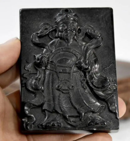 Hongshan culture archaize black iron meteorite sculpture god of wealth Buddha statue