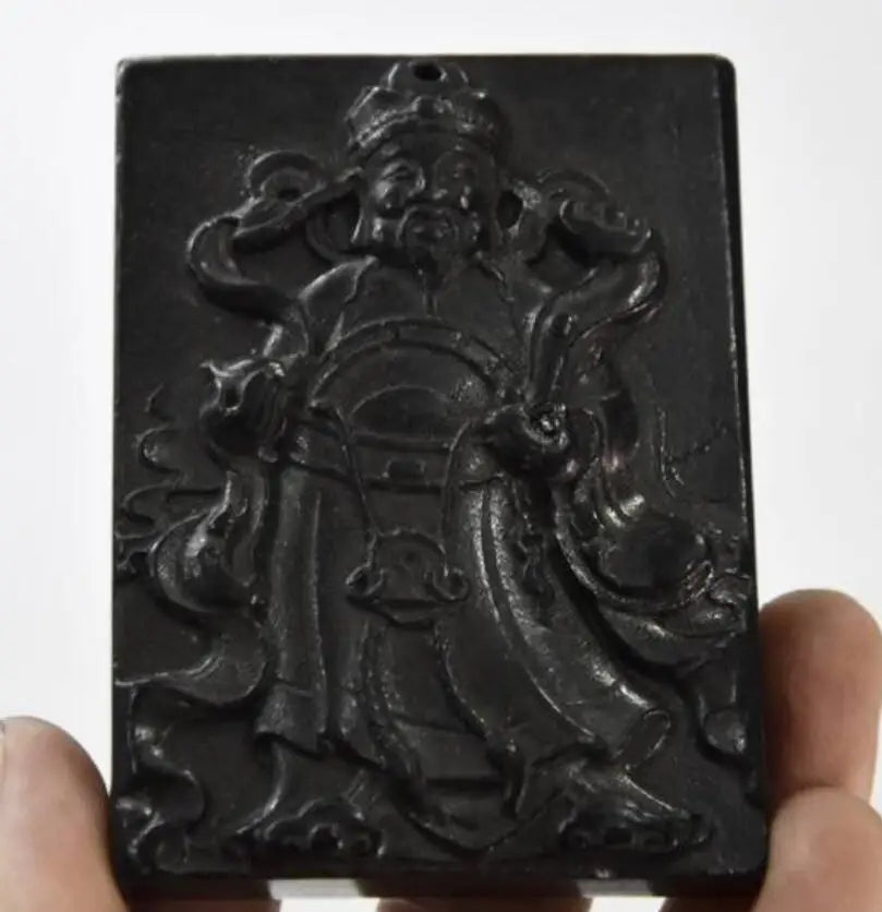 Hongshan culture archaize black iron meteorite sculpture god of wealth Buddha statue