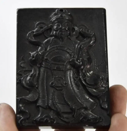 Hongshan culture archaize black iron meteorite sculpture god of wealth Buddha statue