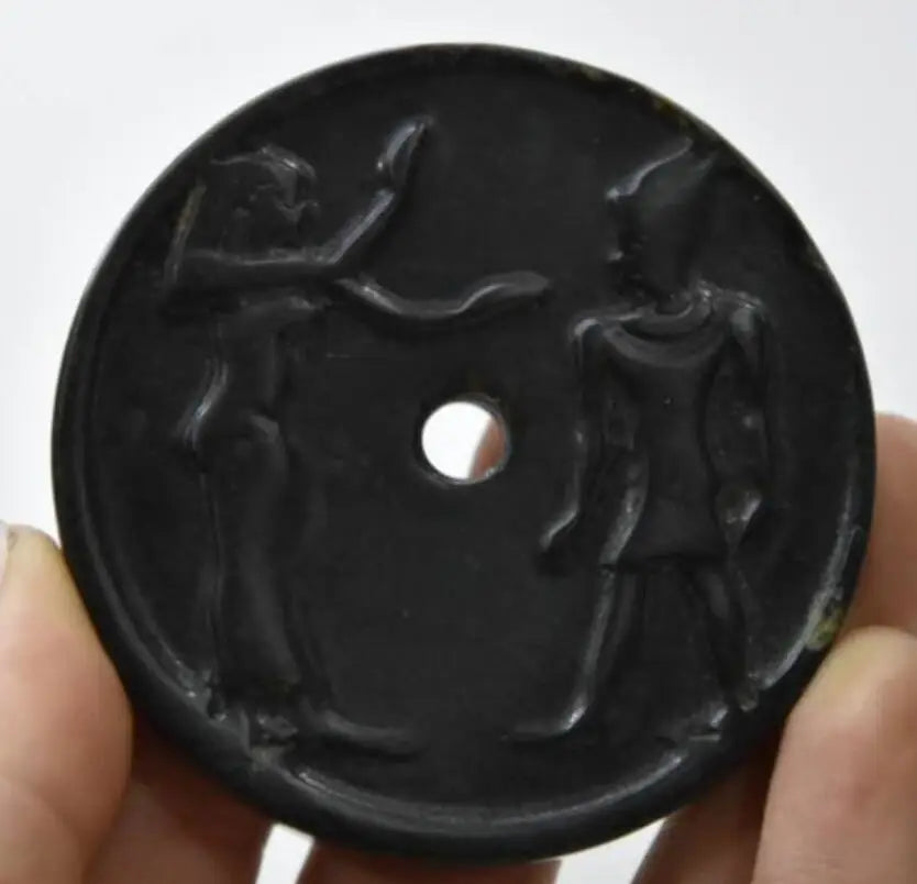 Hongshan culture archaize black iron meteorite sculpture men women statue