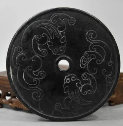Hongshan culture archaize black iron meteorite sculpture relief statue