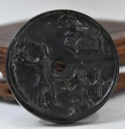 Hongshan culture archaize black iron meteorite sculpture relief statue