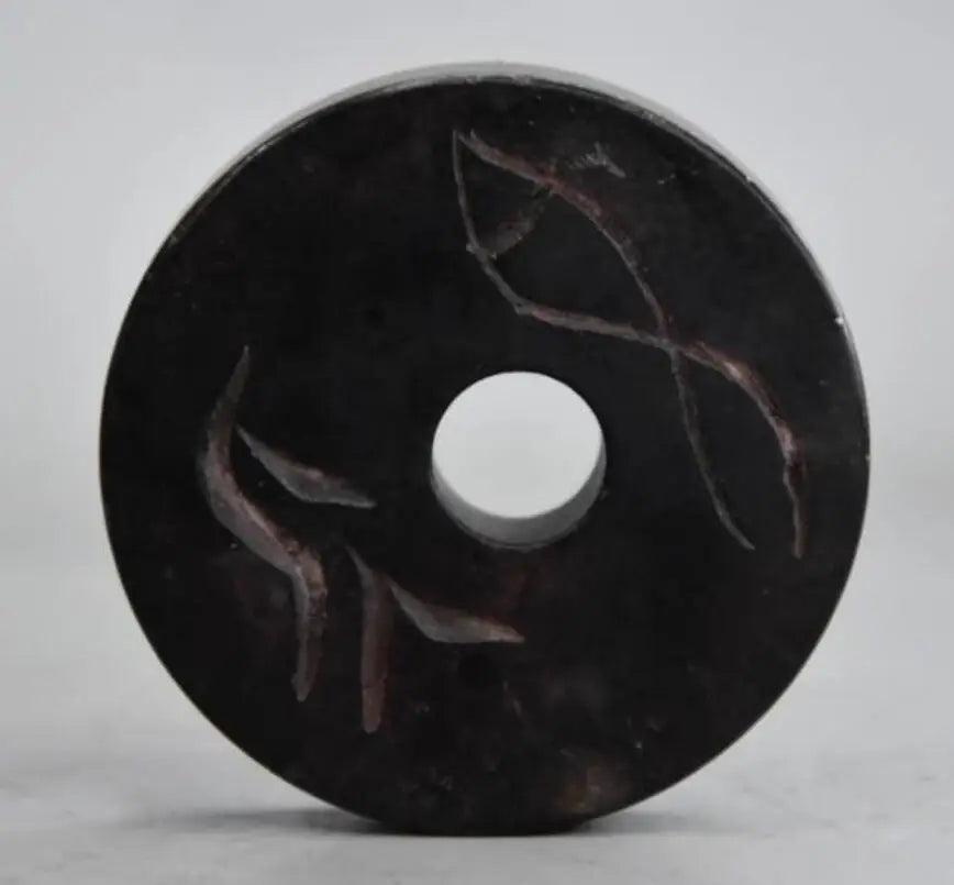 Hongshan culture archaize black iron meteorite sculpture relief statue