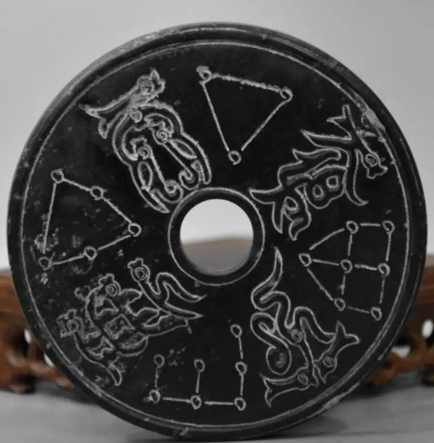 Hongshan culture archaize black iron meteorite sculpture relief statue