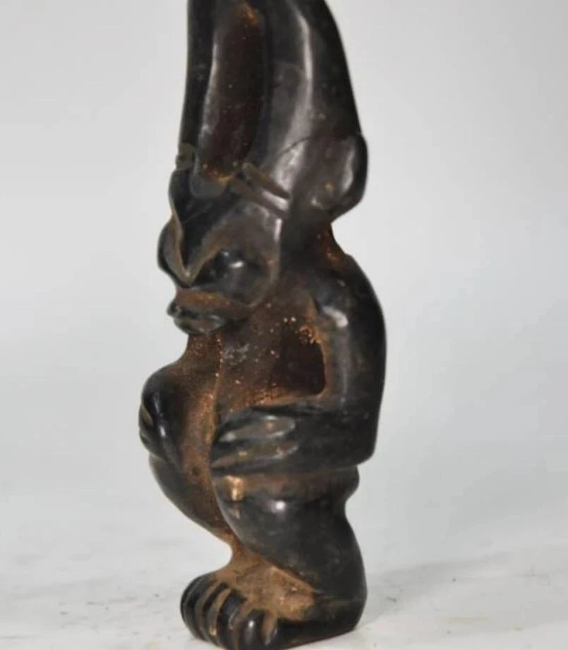 Hongshan culture archaize black iron meteorite sculpture sun god statue #2