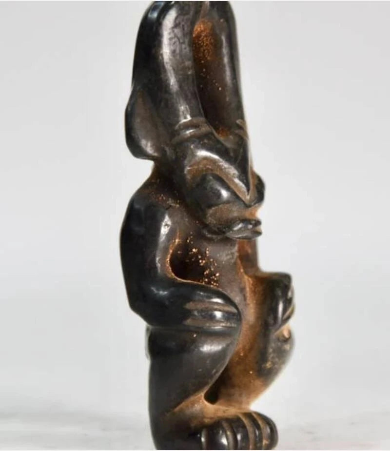 Hongshan culture archaize black iron meteorite sculpture sun god statue #2