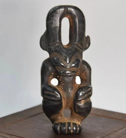 Hongshan culture archaize black iron meteorite sculpture sun god statue #2