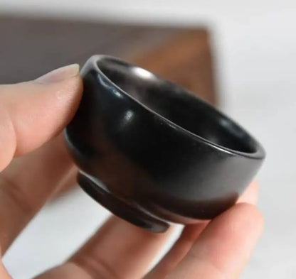 Hongshan culture archaize black iron meteorite sculpture wine cup statue