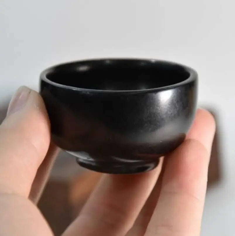 Hongshan culture archaize black iron meteorite sculpture wine cup statue