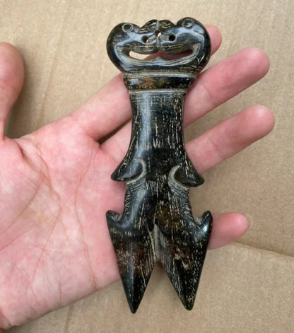 Hongshan culture archaize black iron meteorite small statue