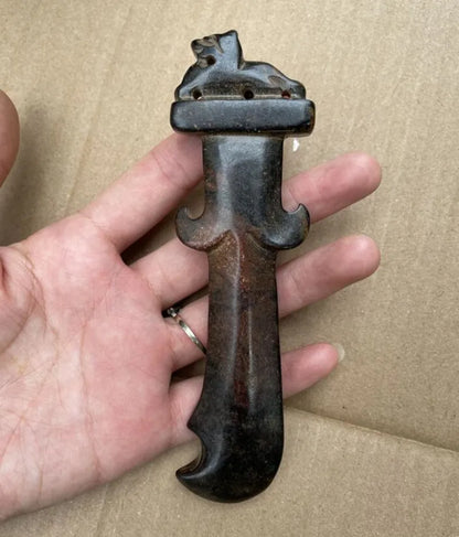 Hongshan culture archaize black iron meteorite small statue