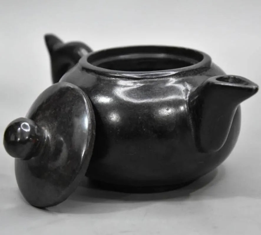 Hongshan culture archaize black iron meteorite teapot crafts statue