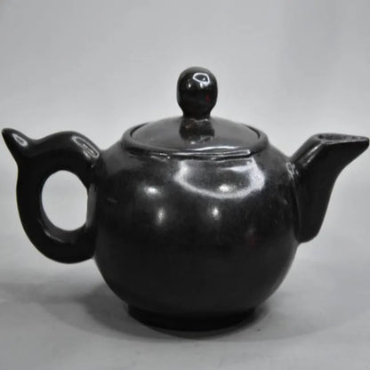 Hongshan culture archaize black iron meteorite teapot crafts statue