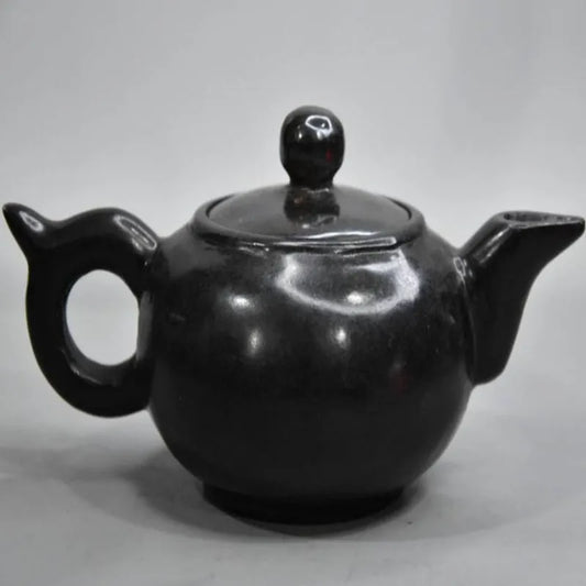 Hongshan culture archaize black iron meteorite teapot crafts statue