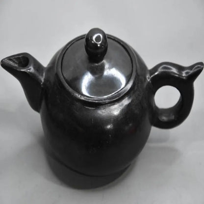 Hongshan culture archaize black iron meteorite teapot crafts statue