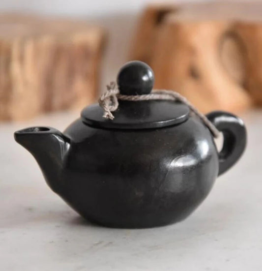 Hongshan culture archaize black iron meteorite teapot small statue