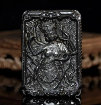 Hongshan culture archaize black iron meteorite thousand hand Guanyin amulet statue