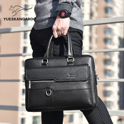 Horizontal Vintage Briefcases For Men Genuine Leather Handbag Luxury Male Shoulder Messenger Business Laptop Tote Bag