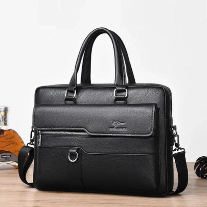 Horizontal Vintage Briefcases For Men Genuine Leather Handbag Luxury Male Shoulder Messenger Business Laptop Tote Bag