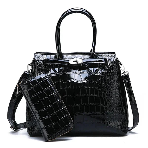 Hot 2024 Women's Shoulder Luxury High Quality Classic Crocodile Pattern Handbag Brand Designer Large Capacity Messenger Bag