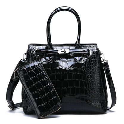 Hot 2024 Women's Shoulder Luxury High Quality Classic Crocodile Pattern Handbag Brand Designer Large Capacity Messenger Bag