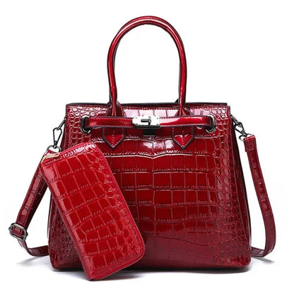 Hot 2024 Women's Shoulder Luxury High Quality Classic Crocodile Pattern Handbag Brand Designer Large Capacity Messenger Bag