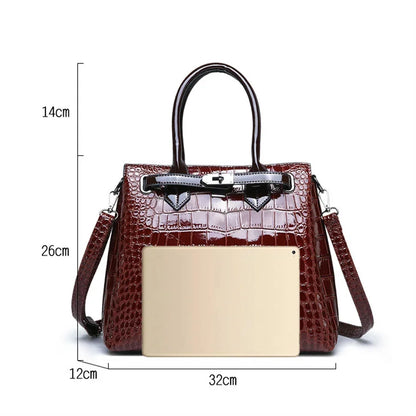 Hot 2024 Women's Shoulder Luxury High Quality Classic Crocodile Pattern Handbag Brand Designer Large Capacity Messenger Bag