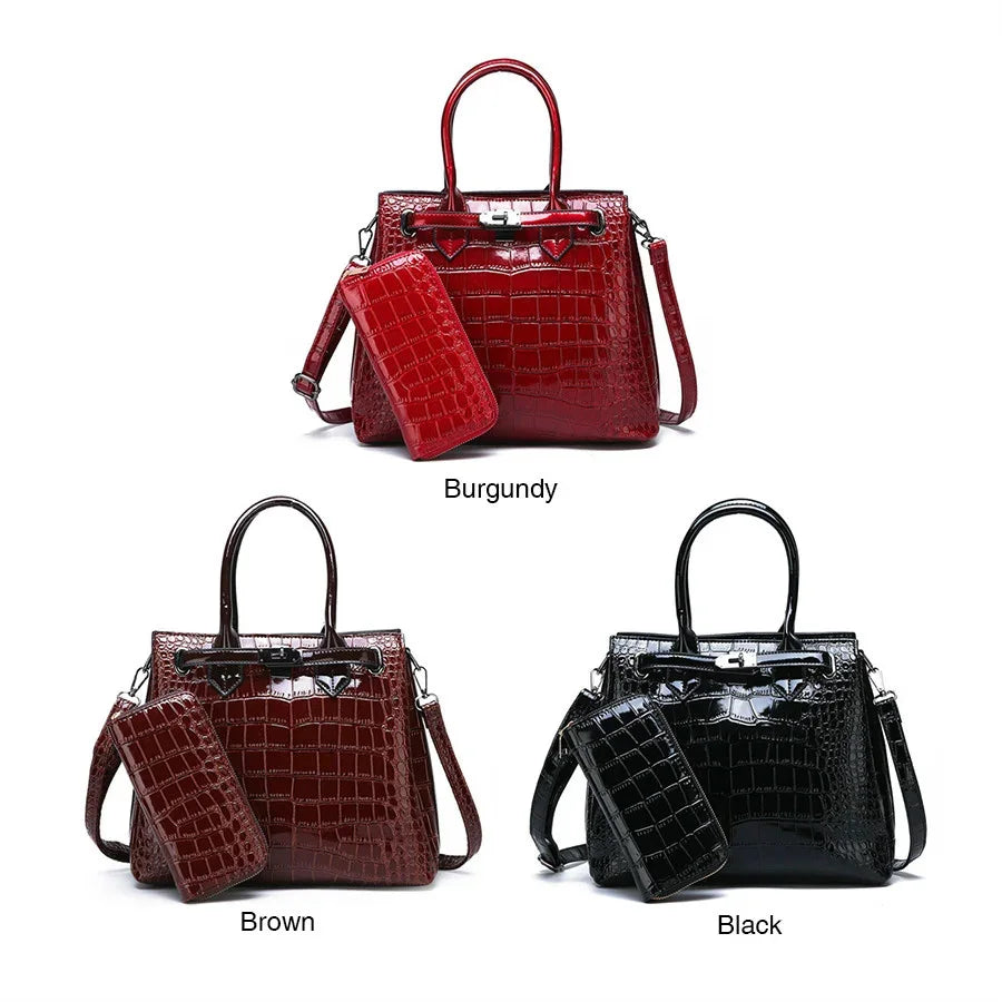 Hot 2024 Women's Shoulder Luxury High Quality Classic Crocodile Pattern Handbag Brand Designer Large Capacity Messenger Bag