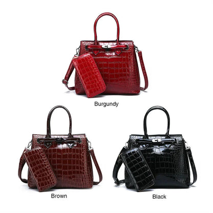 Hot 2024 Women's Shoulder Luxury High Quality Classic Crocodile Pattern Handbag Brand Designer Large Capacity Messenger Bag