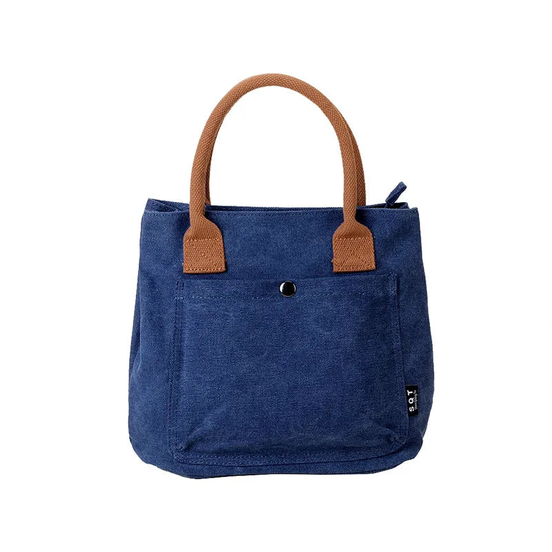 Hot Canvas Handbag For Women High Density Canvas Bag Casual Tote Bags Ladies Hand Bags Solid Shopping Handbags Black Beach Bag