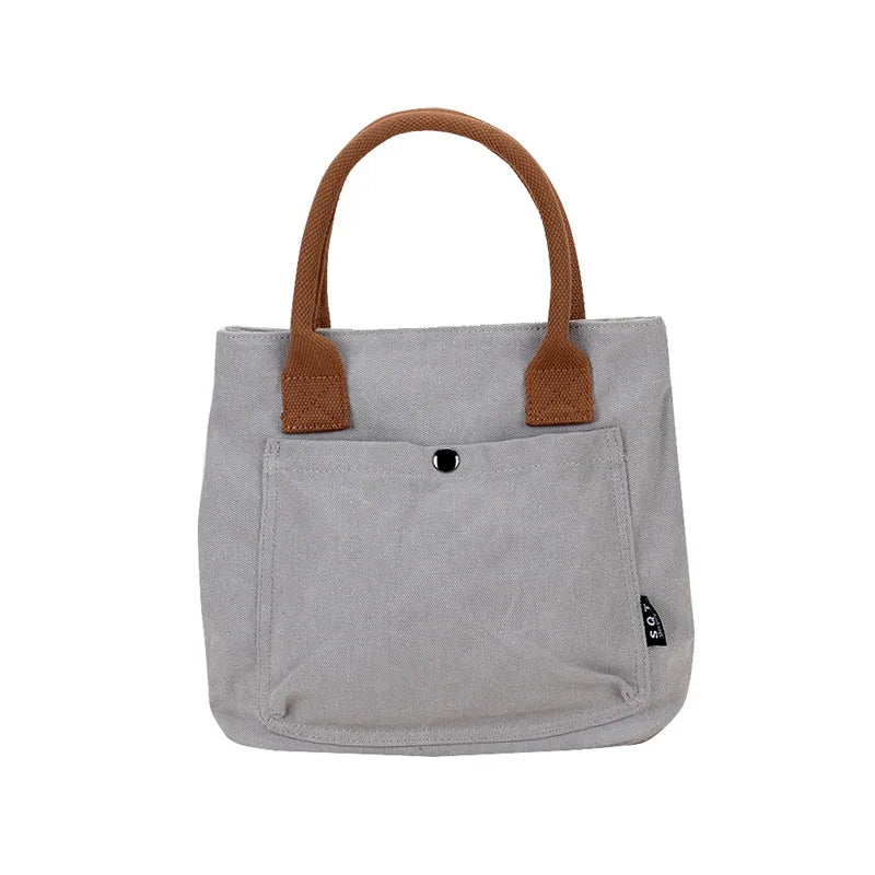 Hot Canvas Handbag For Women High Density Canvas Bag Casual Tote Bags Ladies Hand Bags Solid Shopping Handbags Black Beach Bag
