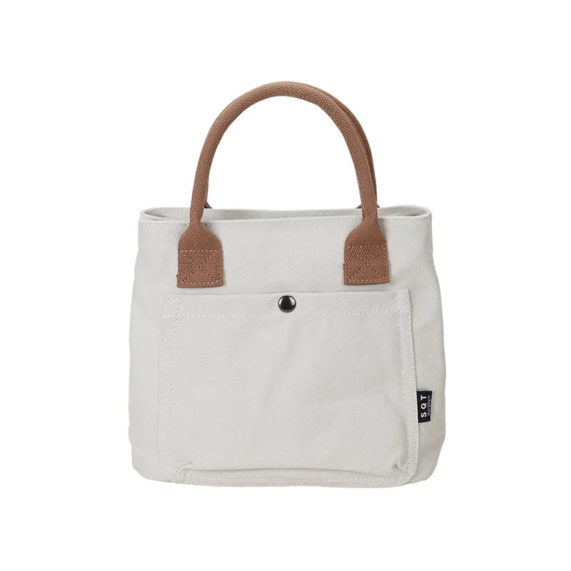 Hot Canvas Handbag For Women High Density Canvas Bag Casual Tote Bags Ladies Hand Bags Solid Shopping Handbags Black Beach Bag