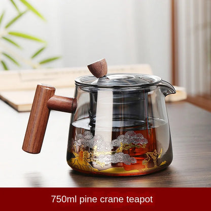 Hot Heat Resistant Glass Teapot With Stainless Steel Infuser Heated Container Tea Pot Good Clear Kettle Square Filter Baskets
