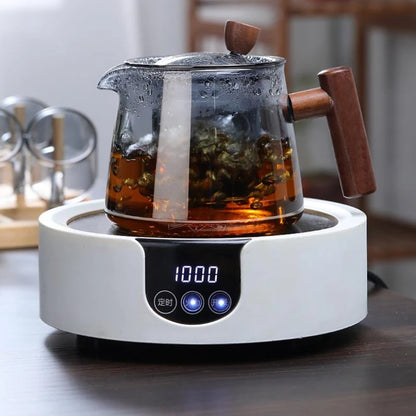 Hot Heat Resistant Glass Teapot With Stainless Steel Infuser Heated Container Tea Pot Good Clear Kettle Square Filter Baskets