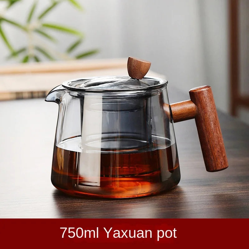 Hot Heat Resistant Glass Teapot With Stainless Steel Infuser Heated Container Tea Pot Good Clear Kettle Square Filter Baskets