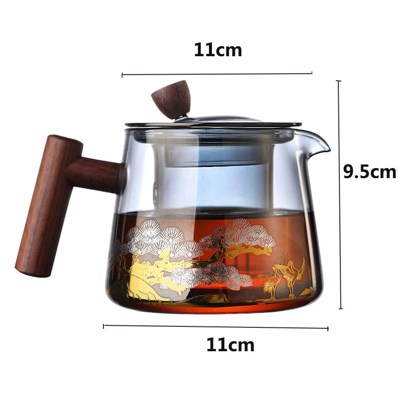 Hot Heat Resistant Glass Teapot With Stainless Steel Infuser Heated Container Tea Pot Good Clear Kettle Square Filter Baskets