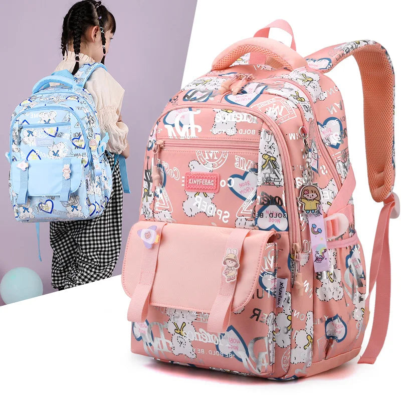 Hot Kids Backpacks School bags for girls Large Capacity Nylon Student School Child Children Cartoon Grades 1-6 Female Backpack