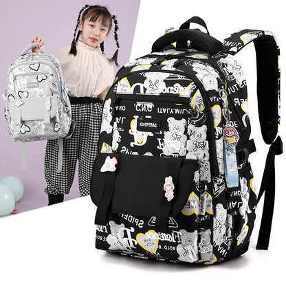 Hot Kids Backpacks School bags for girls Large Capacity Nylon Student School Child Children Cartoon Grades 1-6 Female Backpack