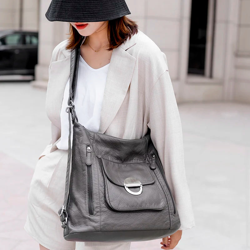 Hot Leather Luxury Handbags women bags designer Multifunction Shoulder Bags for Women Luxury Soft Large Capacity Casual Tote Bag