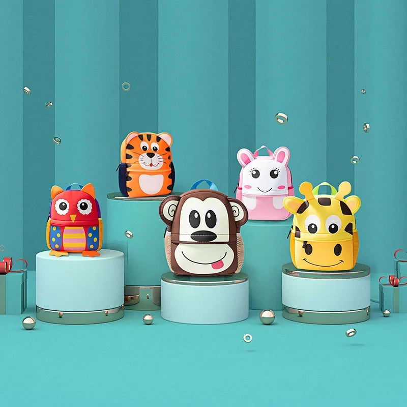 Hot New 3D Animal Children Backpacks Dog Design Girl Boys Backpack Toddler Kids Neoprene School Bags Kindergarten Cartoon Bag