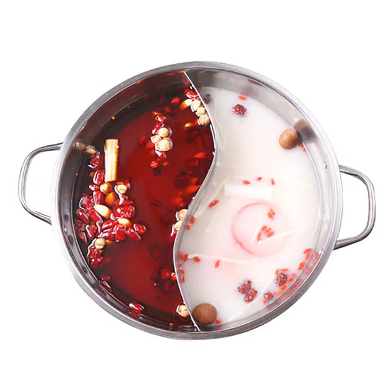 Hot Pot Induction Cooker Chinese Fondue 304 Stainless Steel Hotpot with Lid Gas Induction Stove Cooking Pot for Kitchen Cookware