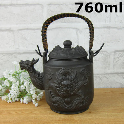 Hot Sale 760ml Chinese Large Teapot Dragon Handmade Tea Sets Yixing Kung Fu Pot Set Genuine Purple Clay Ceramic Porcelain Kettle