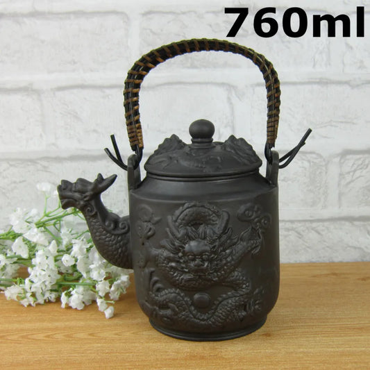Hot Sale 760ml Chinese Large Teapot Dragon Handmade Tea Sets Yixing Kung Fu Pot Set Genuine Purple Clay Ceramic Porcelain Kettle