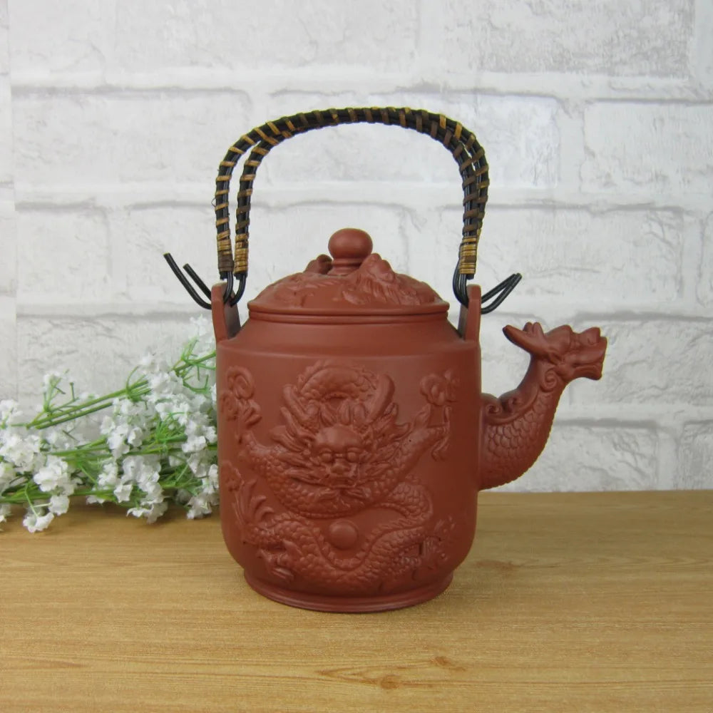 Hot Sale 760ml Chinese Large Teapot Dragon Handmade Tea Sets Yixing Kung Fu Pot Set Genuine Purple Clay Ceramic Porcelain Kettle