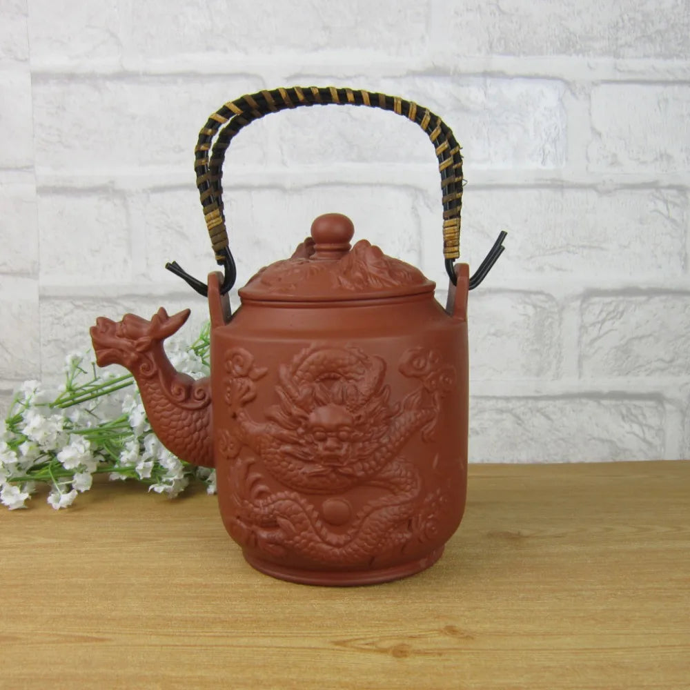 Hot Sale 760ml Chinese Large Teapot Dragon Handmade Tea Sets Yixing Kung Fu Pot Set Genuine Purple Clay Ceramic Porcelain Kettle