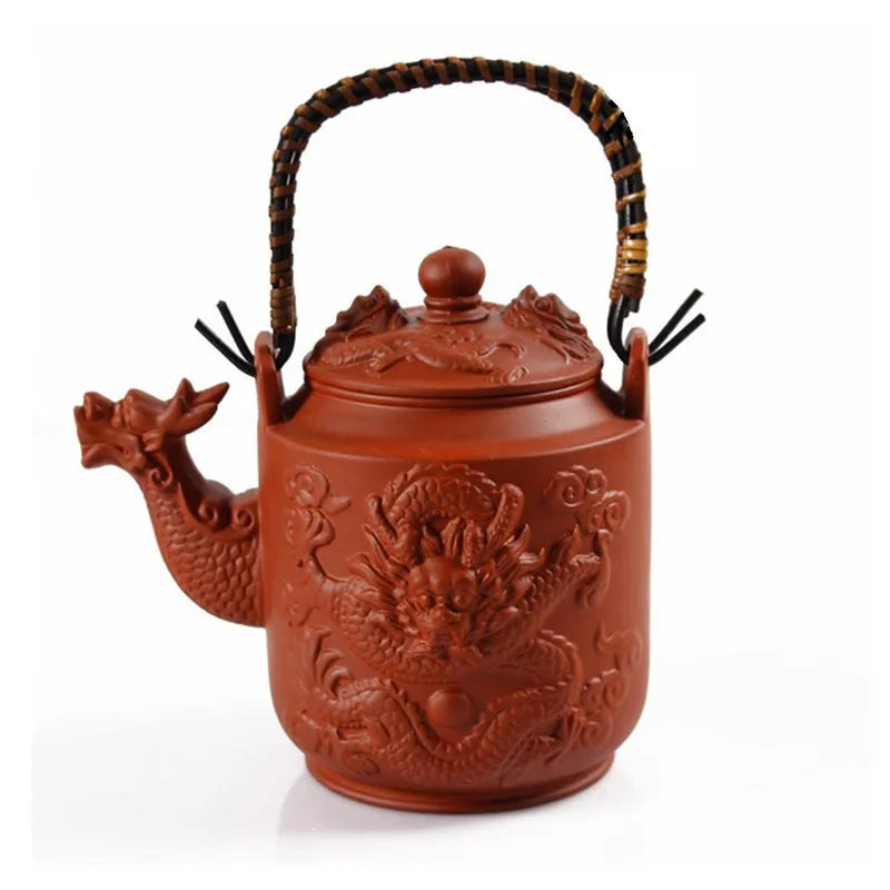 Hot Sale 760ml Chinese Large Teapot Dragon Handmade Tea Sets Yixing Kung Fu Pot Set Genuine Purple Clay Ceramic Porcelain Kettle