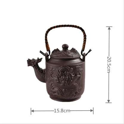Hot Sale 760ml Chinese Large Teapot Dragon Handmade Tea Sets Yixing Kung Fu Pot Set Genuine Purple Clay Ceramic Porcelain Kettle