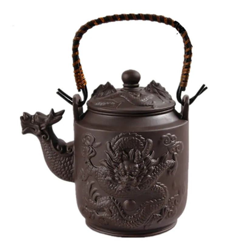Hot Sale 760ml Chinese Large Teapot Dragon Handmade Tea Sets Yixing Kung Fu Pot Set Genuine Purple Clay Ceramic Porcelain Kettle