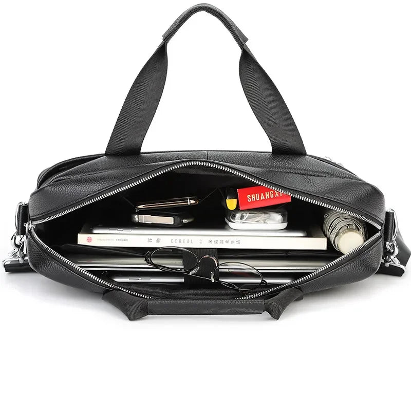 Hot Sale Briefcase Men Real Cowhide Handbags Male Large Business Shoulder Men's Genuine Leather Messenger Bag Tote
