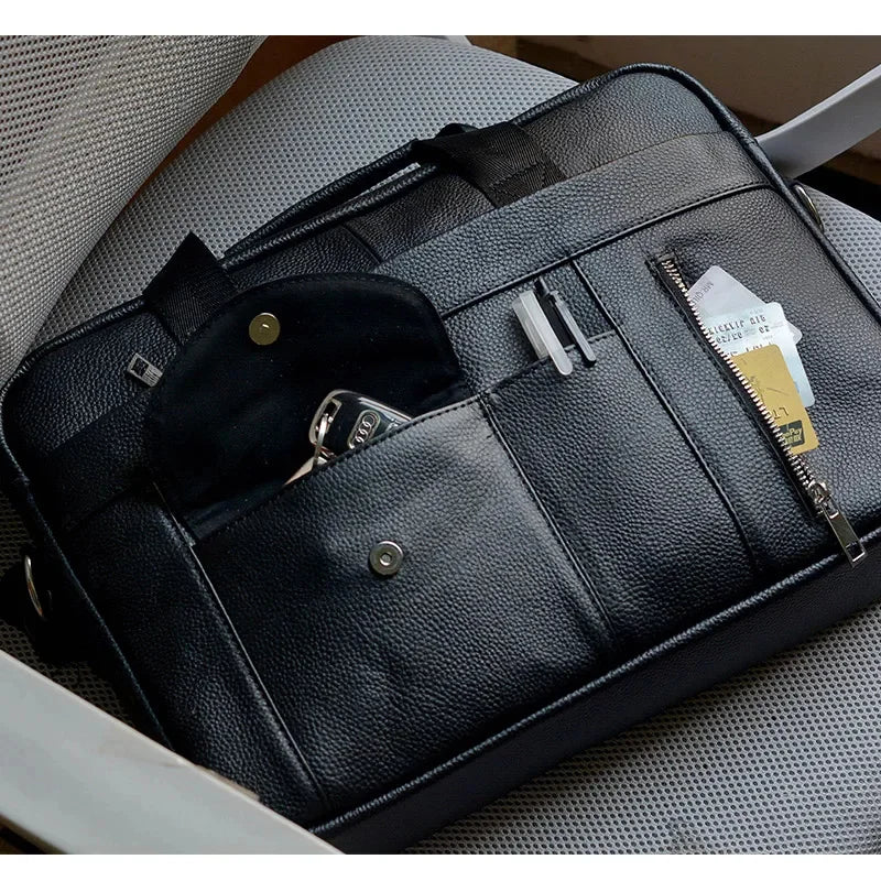 Hot Sale Briefcase Men Real Cowhide Handbags Male Large Business Shoulder Men's Genuine Leather Messenger Bag Tote